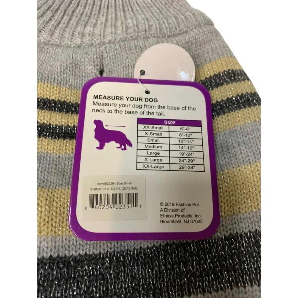 Small‎ Fashion Pet Striped Gray Sweater Dog 10